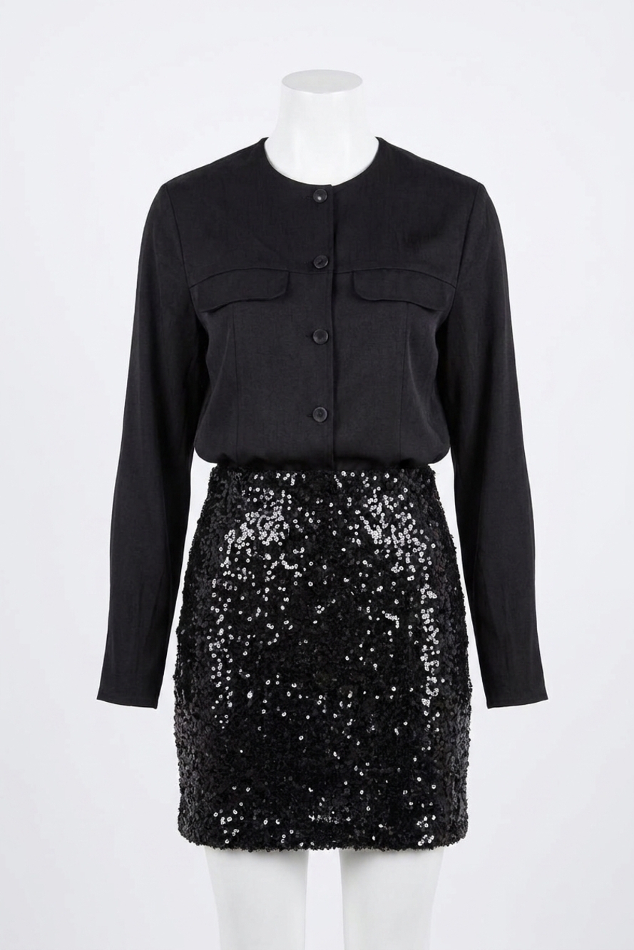 NEW APRICOT multi sequin bodycon mini skirt in black